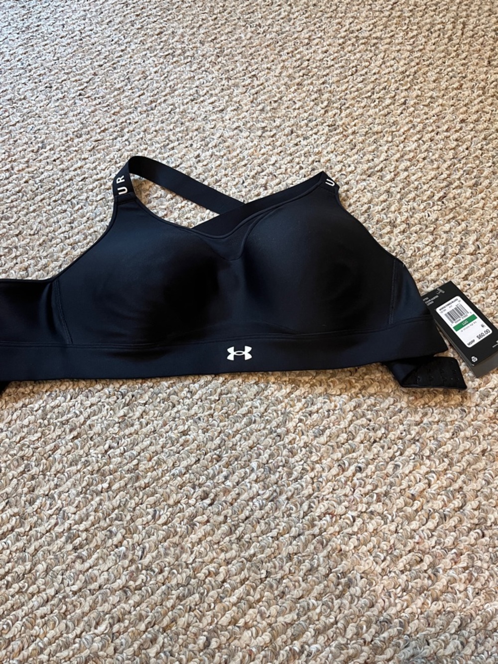 Under Armour Black Molded-Cup Sports Bra with Crossback Straps NWT